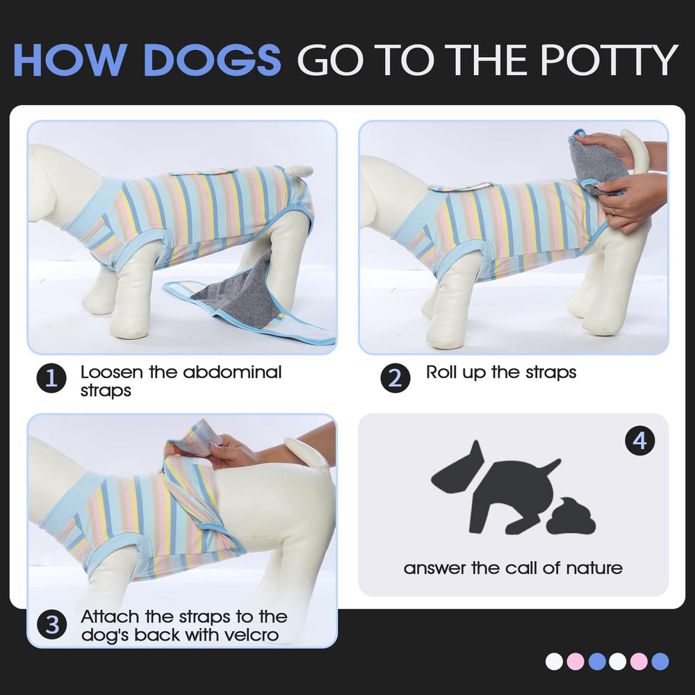 FUAMEY protection des plaies chien bleu-jaune rayures, pratique en intérieur et extérieur