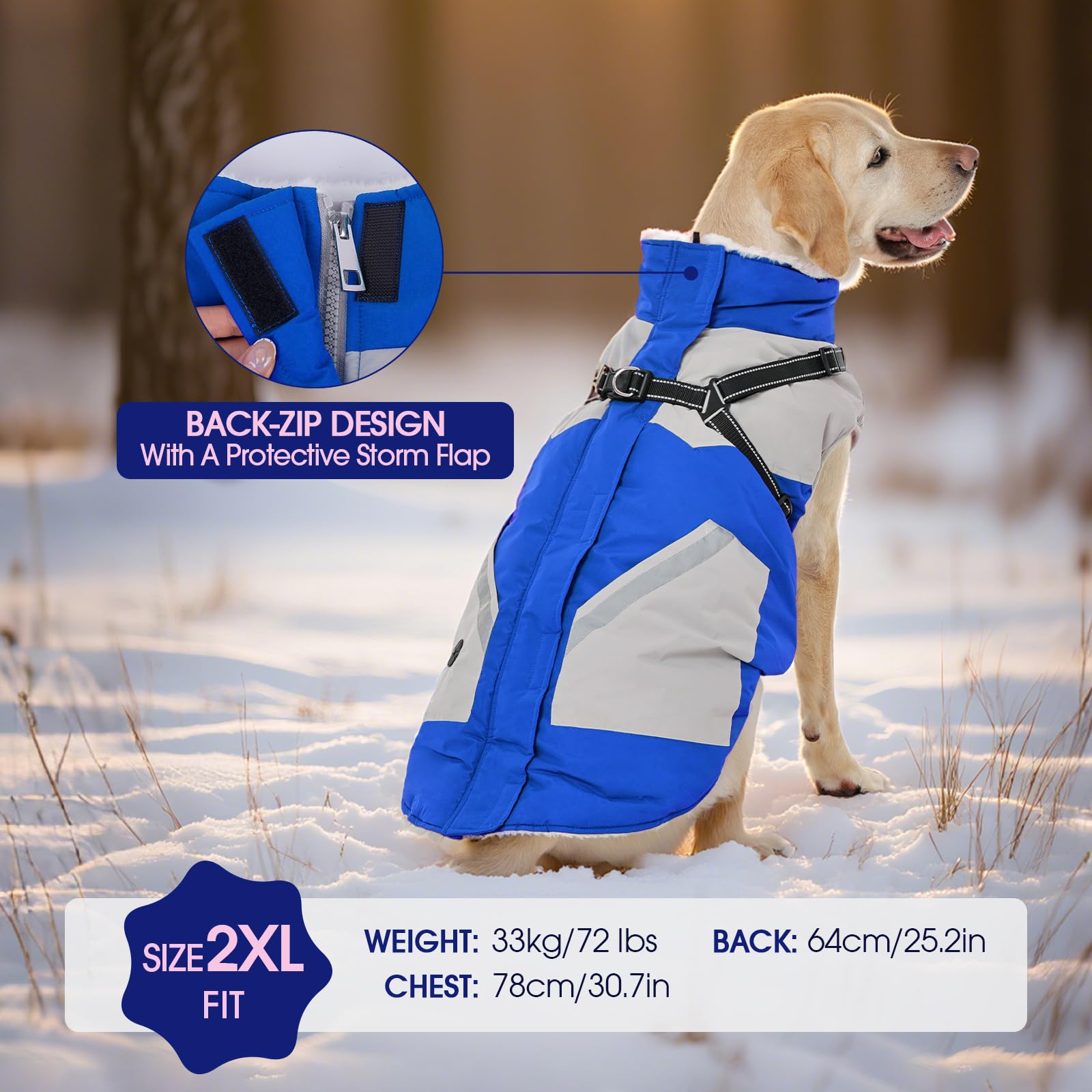 Veste FUAMEY pour chien, zip arrière avec patin de protection.