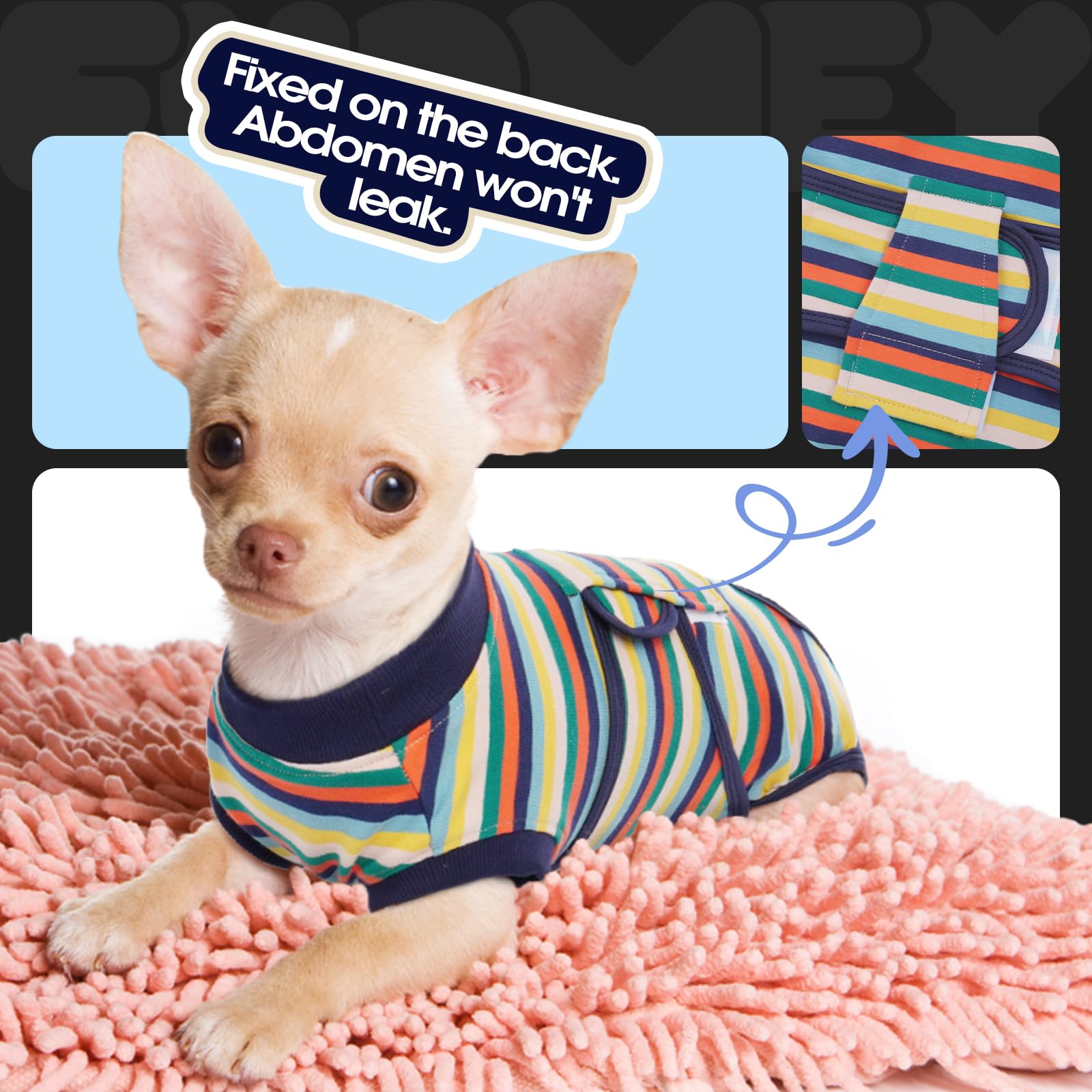 FUAMEY ensemble protection après chirurgie chien, rayures bleu