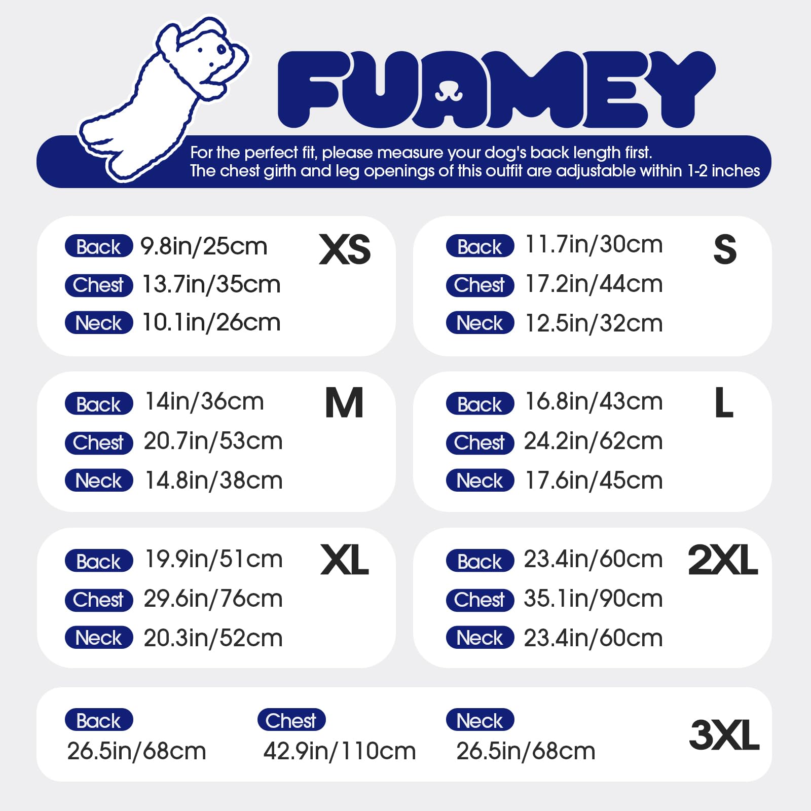 FUAMEY manteau chien, fermeture dorsale pratique pour enfiler rapidement votre chien