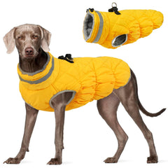 FUAMEY manteau chien grande taille avec zip arrière et harnais intégré, visibilité réfléchissante.