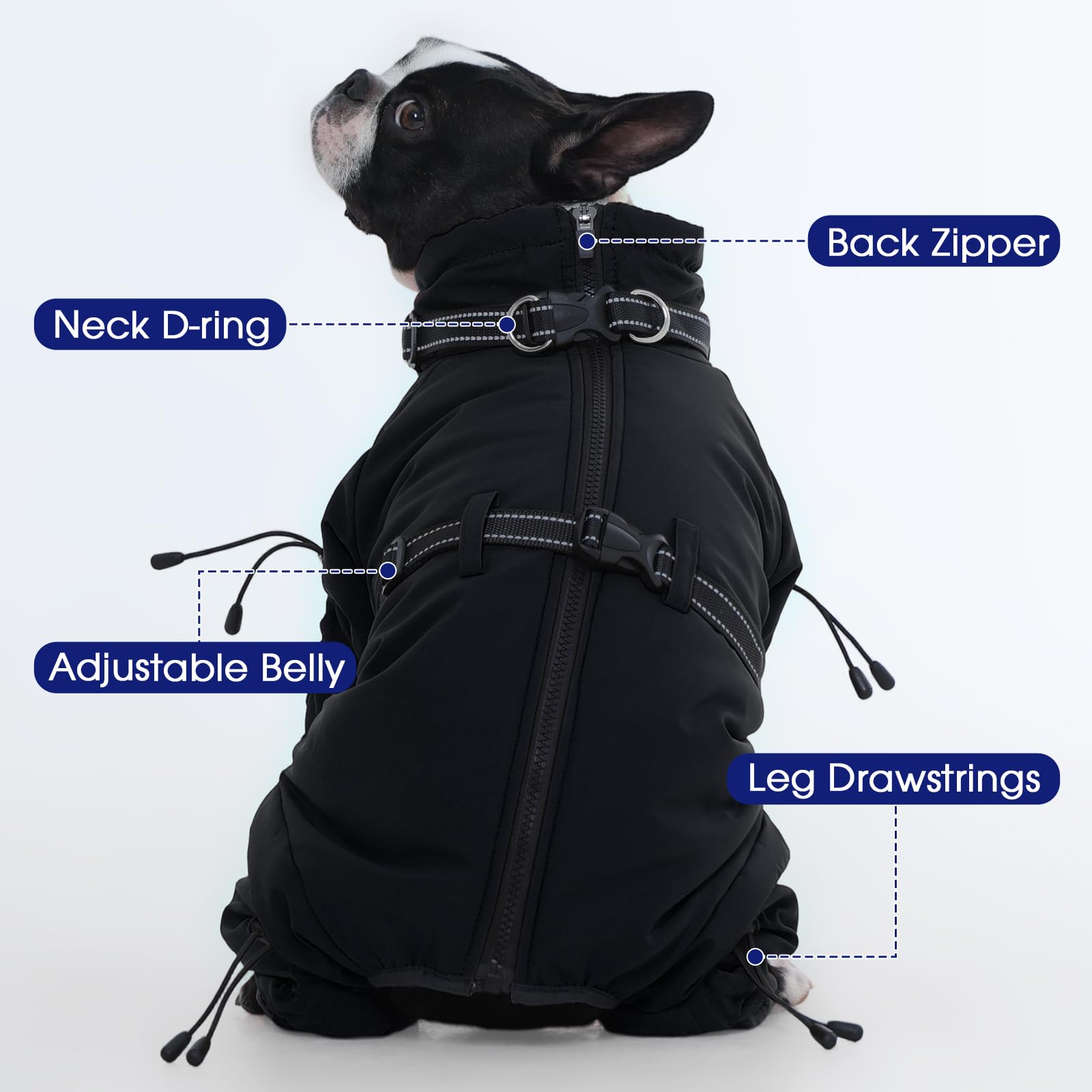 FUAMEY manteau chien réglages élastiques pour un ajustement confortable.