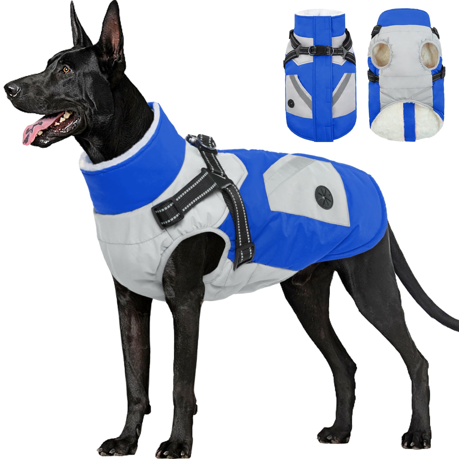 FUAMEY manteau hivernal pour chien grande taille avec harnais intégré, confort durable.