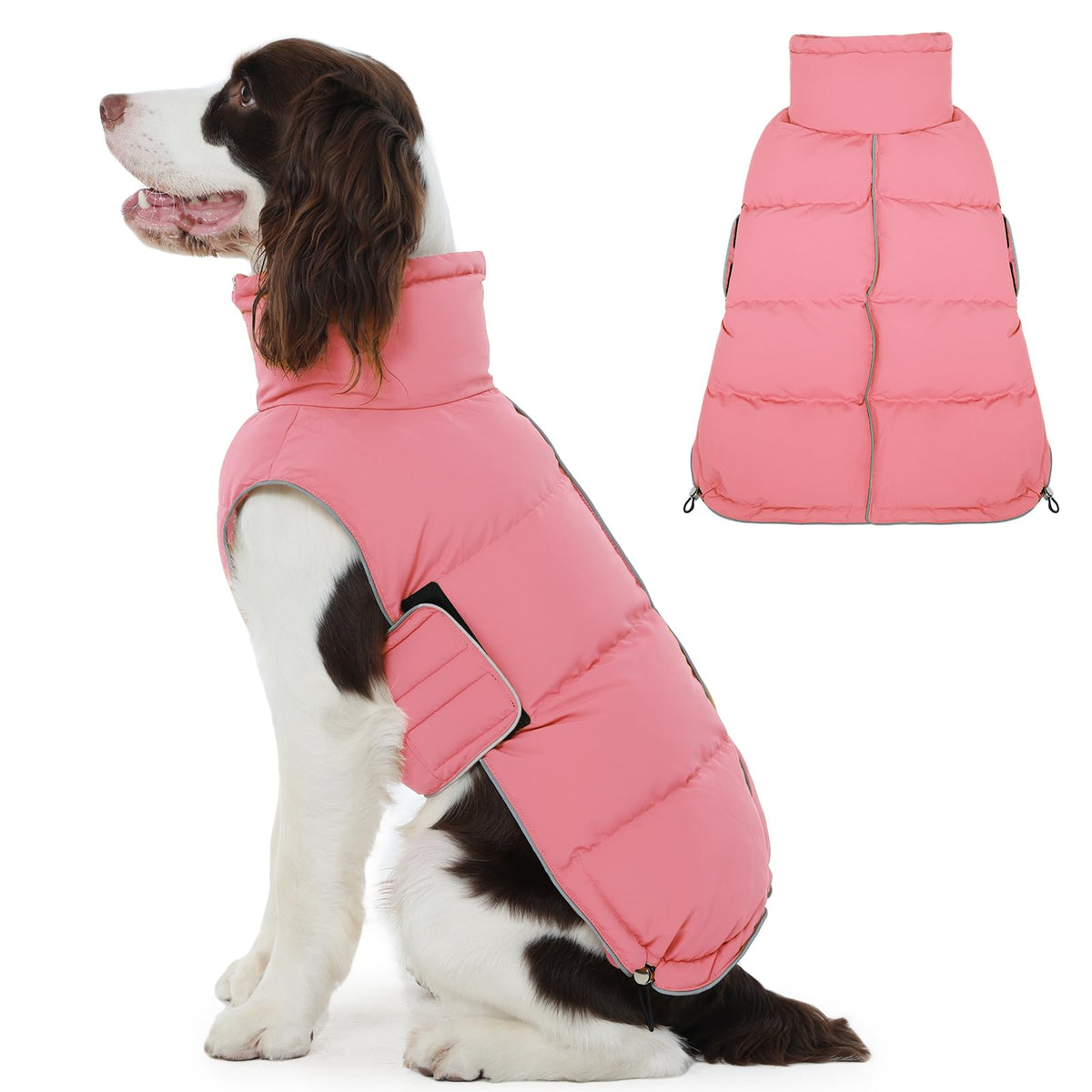 FUAMEY manteau-puffer-chien-grand-avant procure chaleur et confort pour vos promenades hivernales.