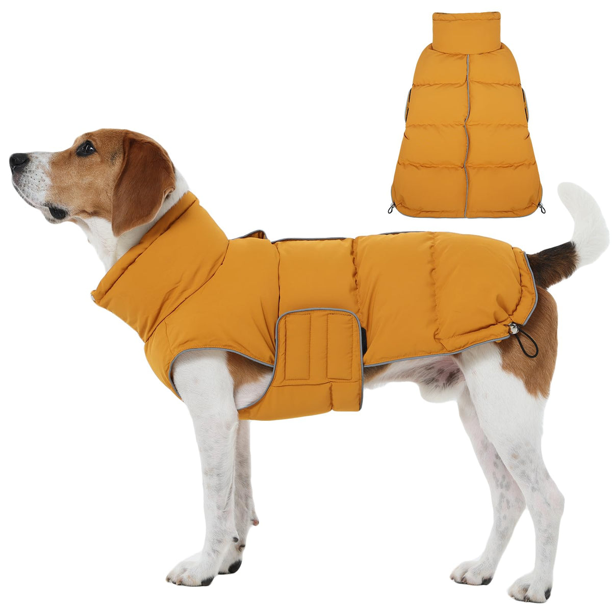 FUAMEY manteau-puffer chien moyen jaune moutarde pour chaleur extérieure durable