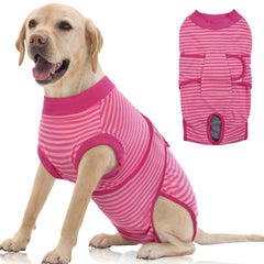 FUAMEY Tenue-convalescence chien rose rayée pour confort post-chirurgie