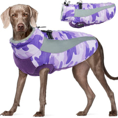 Veste d'hiver FUAMEY pour chien avec harnais intégré, confort et sécurité en promenade.