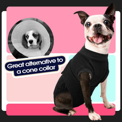 FUAMEY vêtement post-opération chien noir XS, pratique et léger, garde les plaies propres.