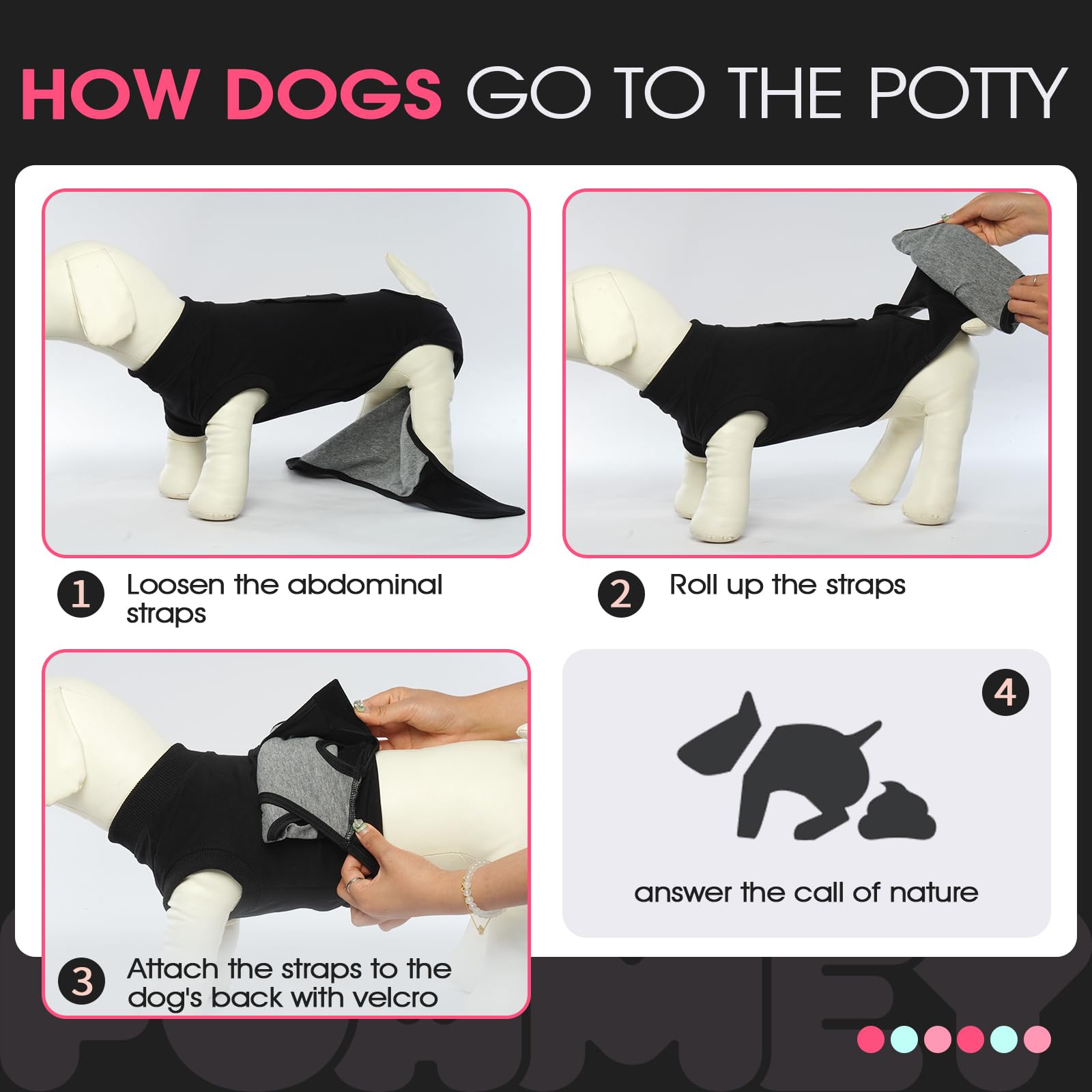 FUAMEY vêtement protect post-partum chien noir XS, idéal après mise bas ou césarienne.