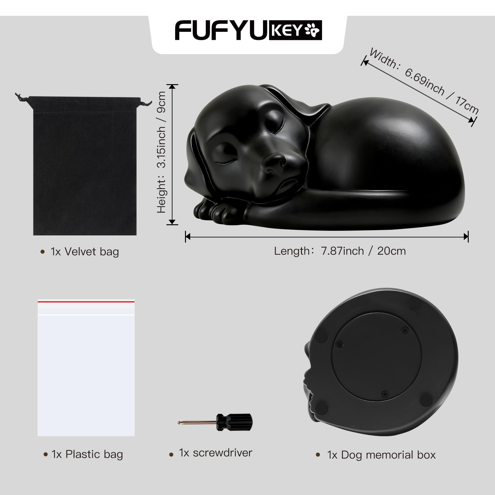 Urne avec sachet velours FUFYUKEY: présentation soignée du souvenir.