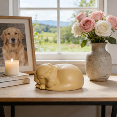 Urne chien soigneusement décorée FUFYUKEY, mémorial discret pour le foyer.