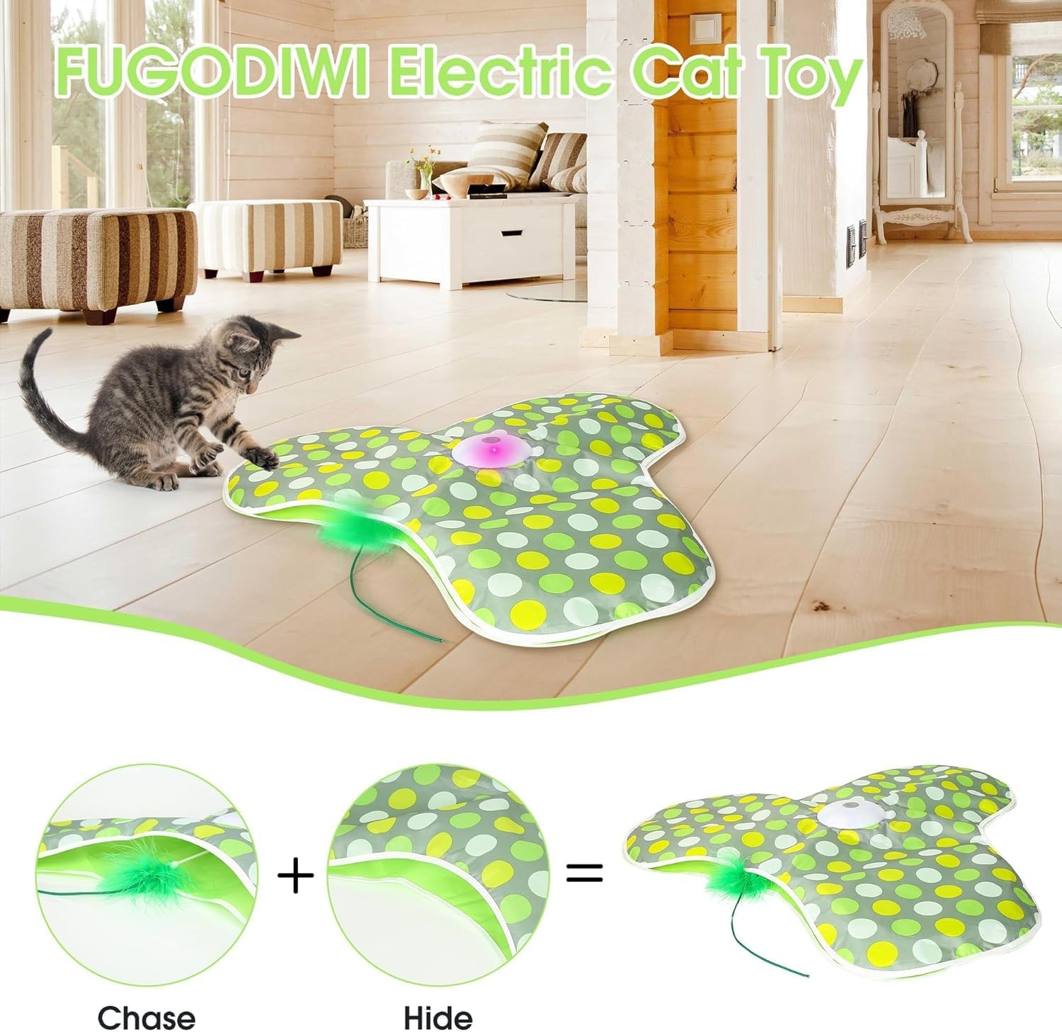 FUGODIWI chat mouvement dynamique suit les déplacements pour un jeu captivant.