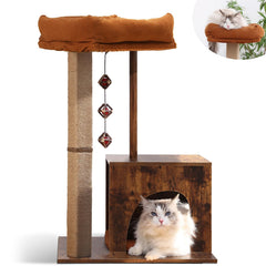 FUKUMARU arbre-chat poteau carré griffage bois: soutien solide pour les griffes et le jeu