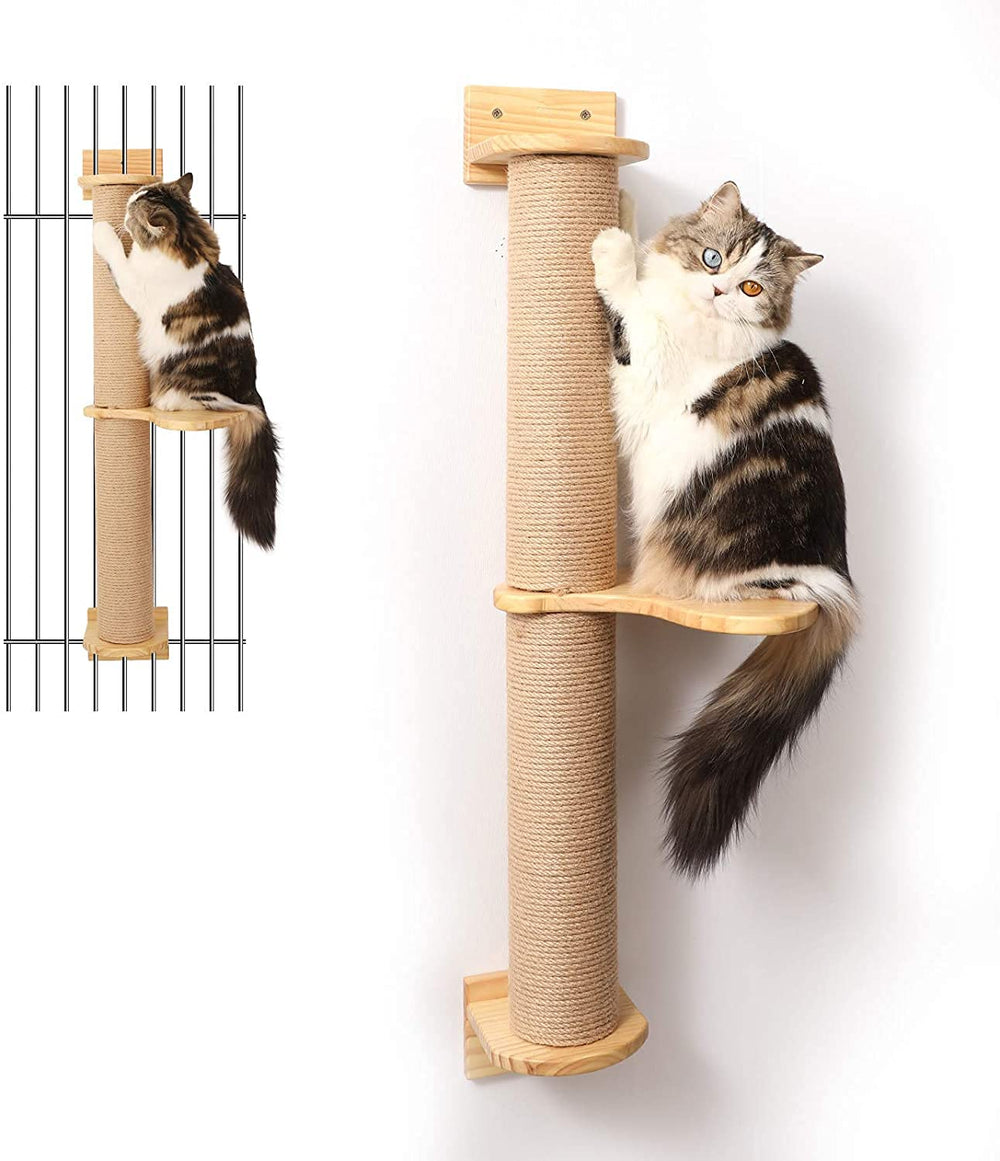 FUKUMARU poteau-griffage-en-jute mural pour chats actifs et détendus.