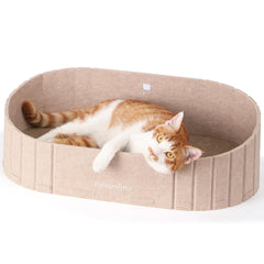 Grattoir pour chat FUKUMARU avec canapé 24-pouces, accès facile et confort.
