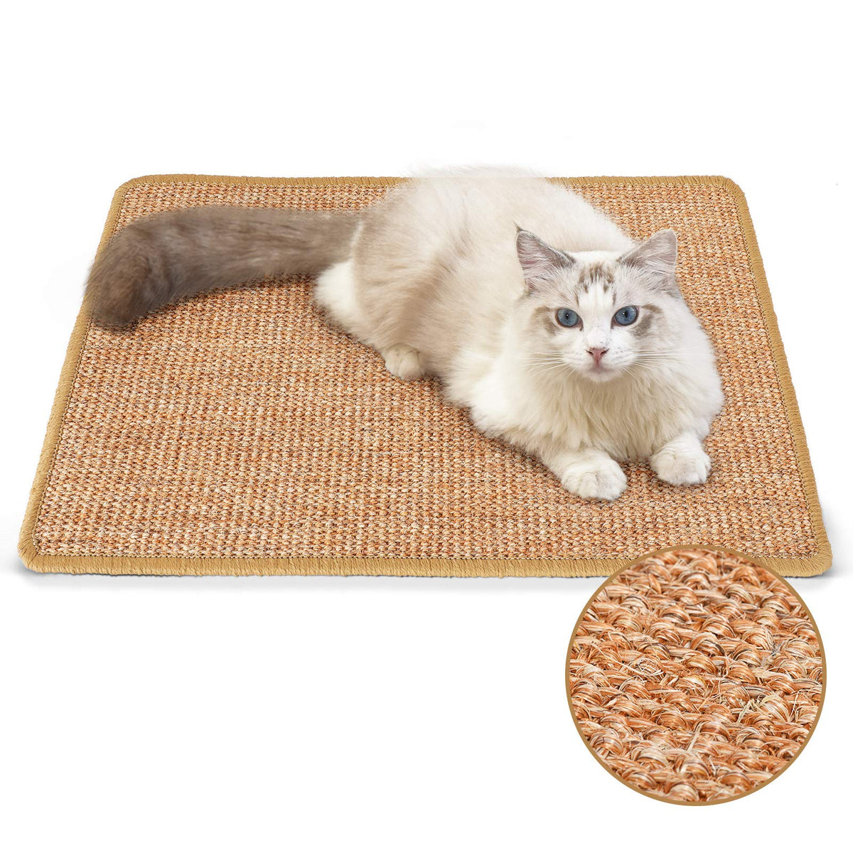 Tapis-grattoir FUKUMARU pour chats en sisal naturel, protège le canapé.