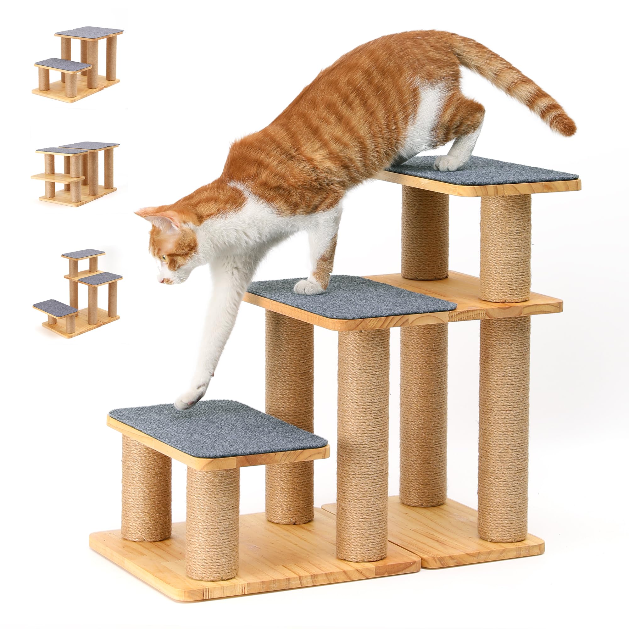 Les escaliers FUKUMARU pour chiens et chats en bois massif offrent stabilité et sécurité.