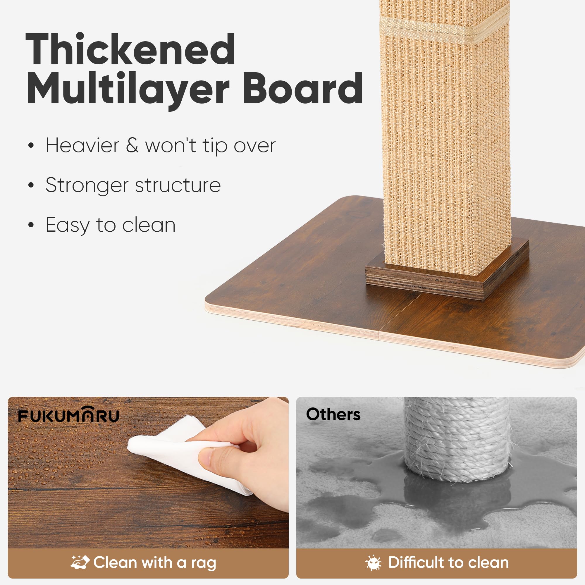 FUKUMARU sisal naturel: surface texturée pour griffage durable.