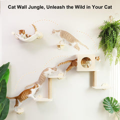FUKUMARU jungle gym mural pour chat avec hamac pour repos et amusement.