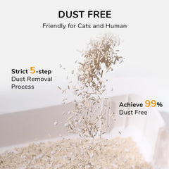Litière FUKUMARU sans poussière pour chats sensibles et sols propres.