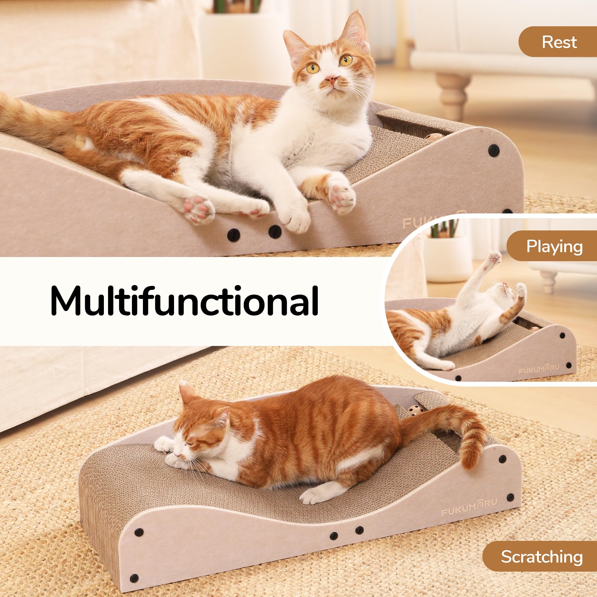FUKUMARU matel-feutre-naturel: surface douce et durable pour chats.