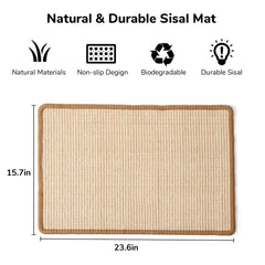 Gros plan sur le sisal naturel du tapis FUKUMARU, matière durable.