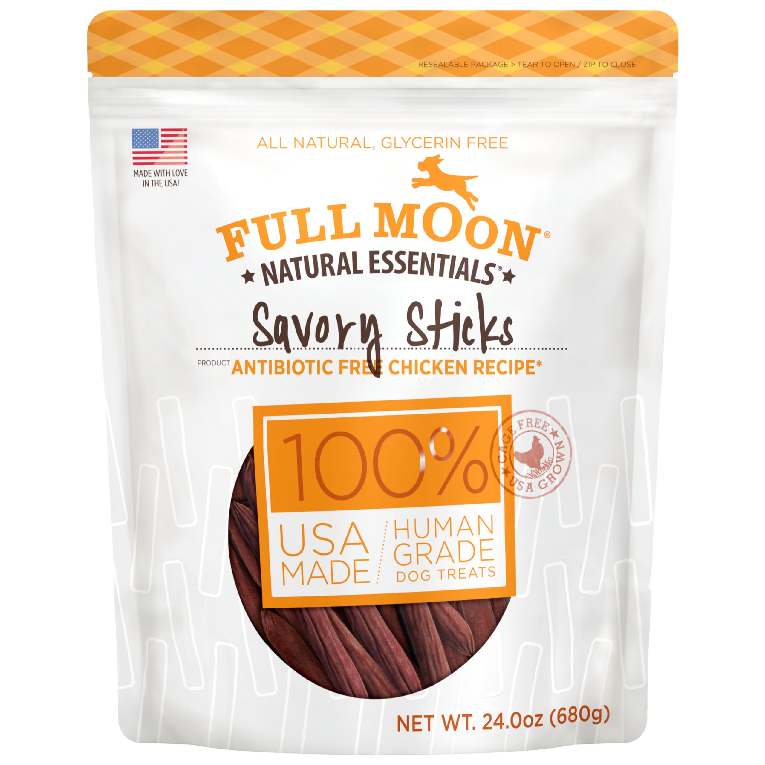Full Moon bâtonnets poulet savoureux, friandise naturelle parfaite pour récompenser votre chien.