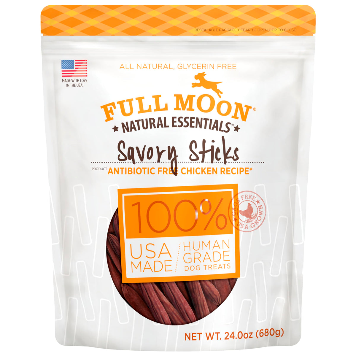 Full Moon bâtonnets poulet savoureux, friandise naturelle parfaite pour récompenser votre chien.