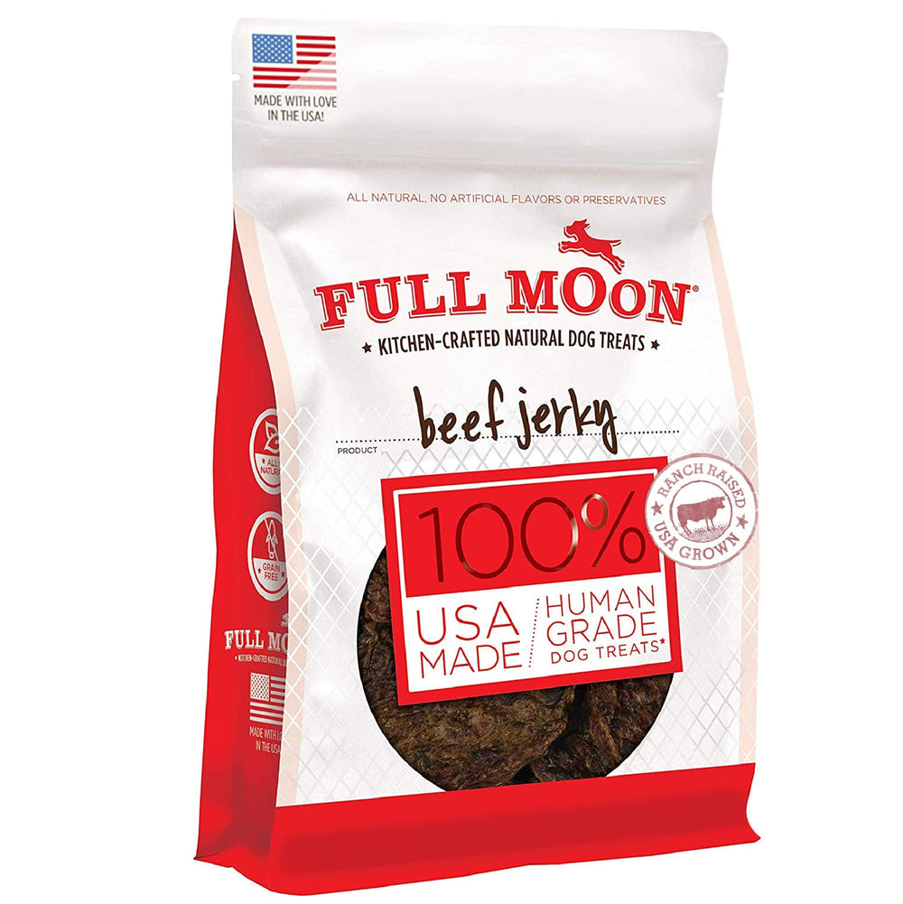 Full Moon Beef Jerky : sac-ouvert, friandise naturelle prête à servir
