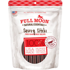 Full Moon bâtonnets boeuf savoureux prêt à l'emballage, pour chien.
