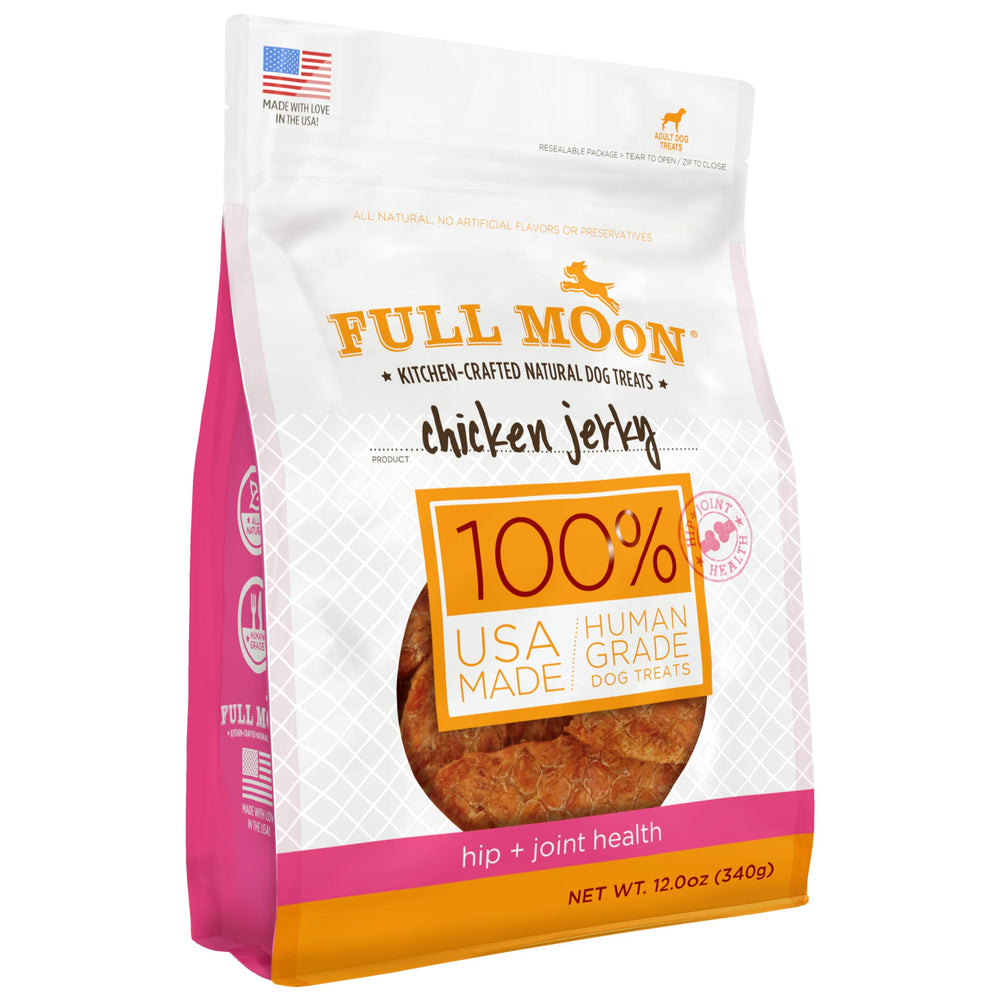 Full Moon friandise poulet séché — emballage attrayant pour récompenser votre chien quotidiennement