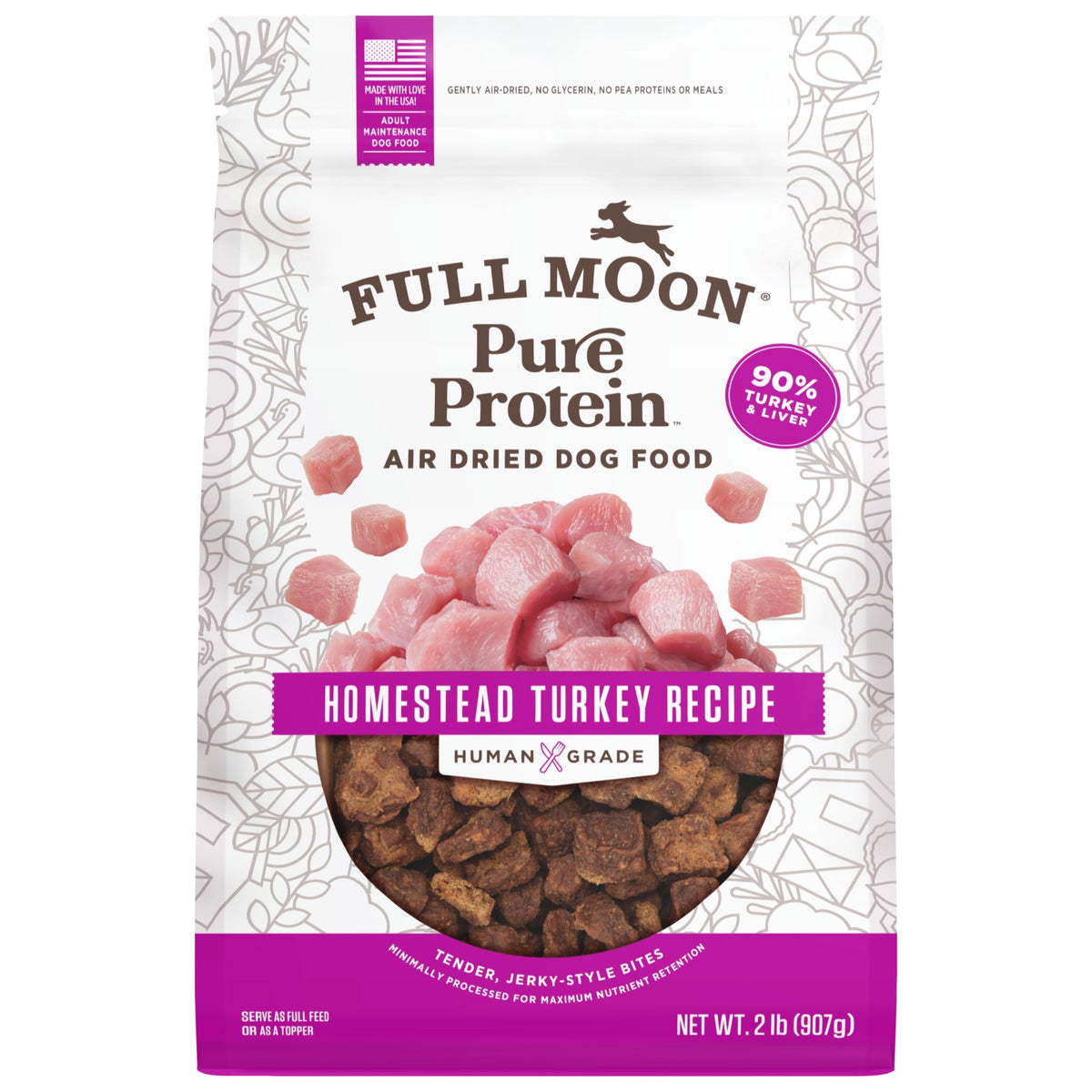 Full Moon Dinde: emballage prêt à servir pour chien.