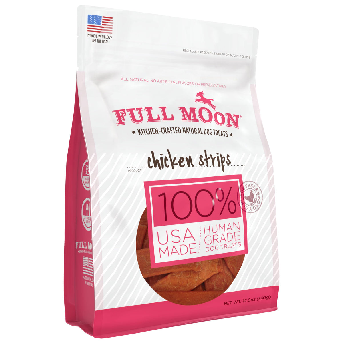 Full Moon bandes poulet fumé, récompense naturelle pour chien.