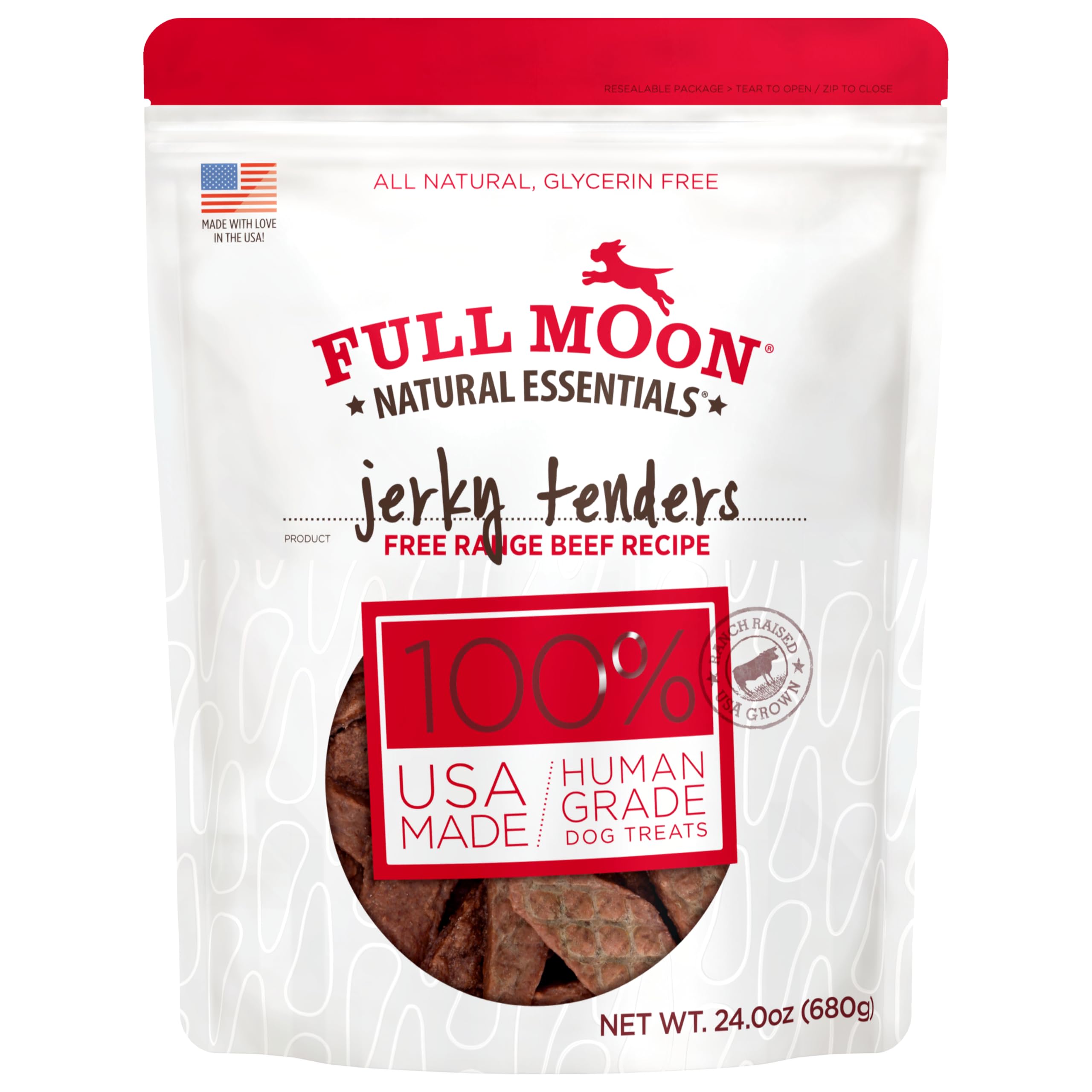 Friandises Full Moon boeuf dans l'emballage, pratique et prêt à l'emploi.