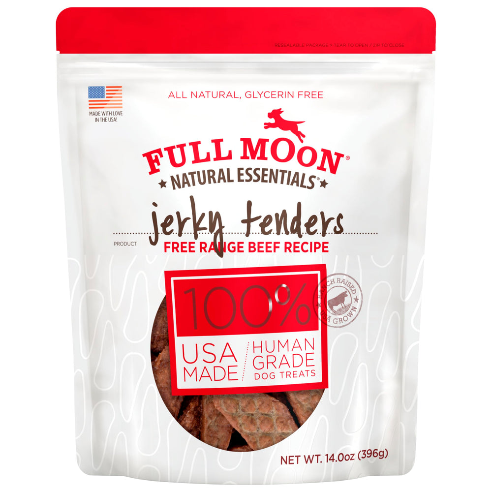 Full Moon Tendres de Bœuf Essentiel – emballage pratique, friandise saine pour chiens.