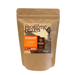 FullBucket emballage : granulés probiotiques équins pour un soutien digestif potentiel.