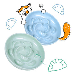 FullCharm bol lente-alimentation-chat bleu, conçu pour ralentir les repas.