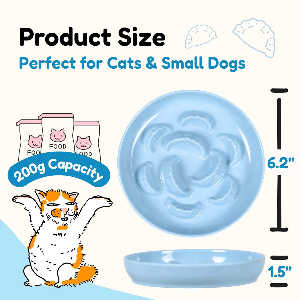 FullCharm bol lente-alimentation-chat vert, idéal pour chats gourmands et petits chiens.