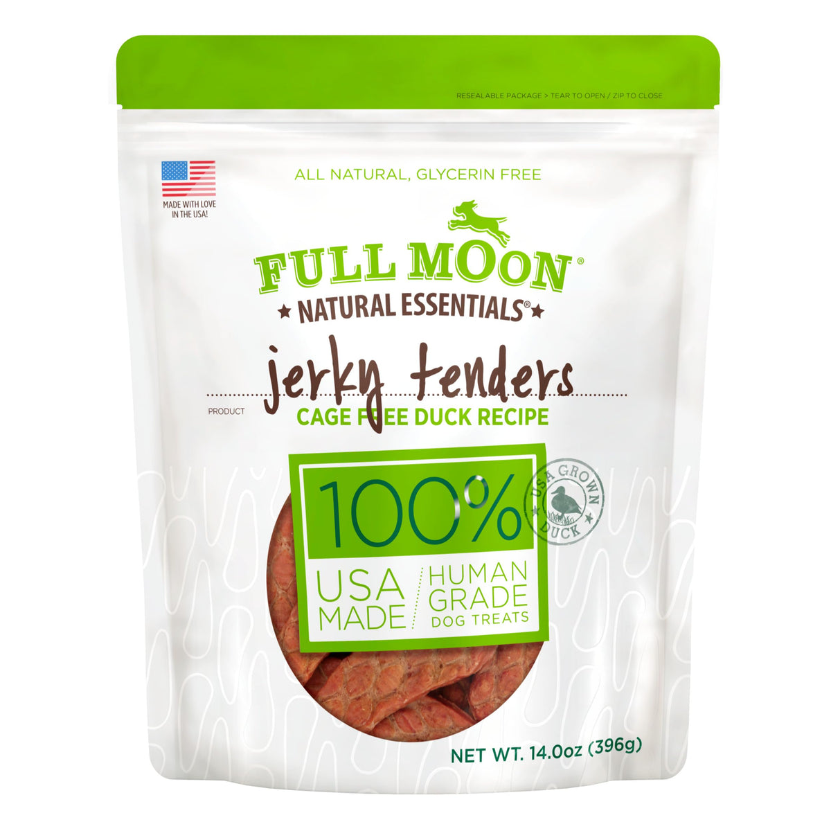 Full Moon Bâtonnets Canard Emballage : friabilité naturelle et appétence pour récompenser votre chien.