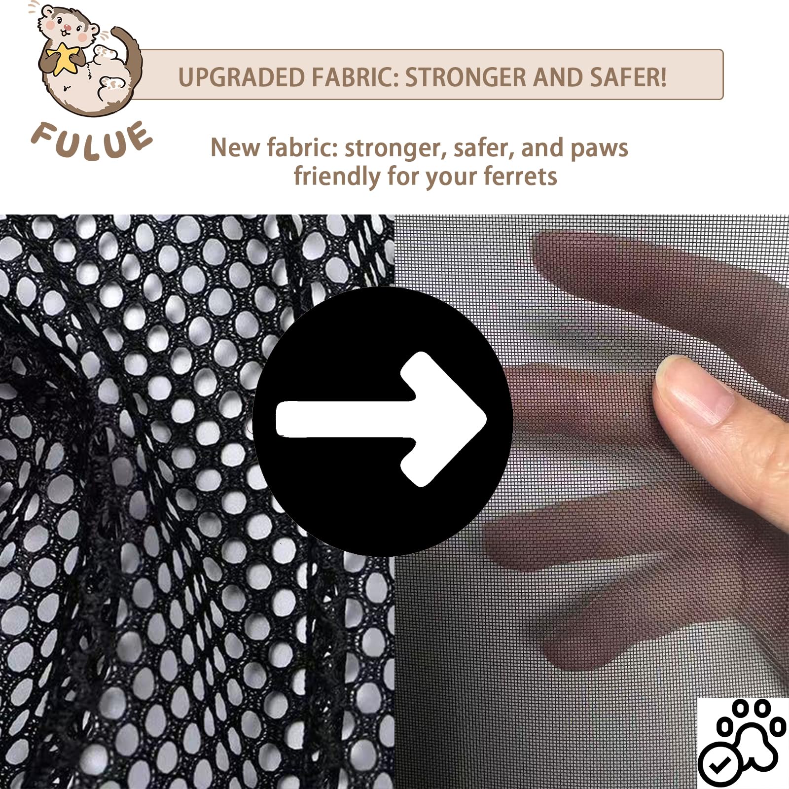Fulue furet hamac – côtés maille pour ventilation et observation.