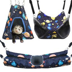 Fulue hamac-furet-rat-tente dans cage, galaxie noir, espace de repos confortable.