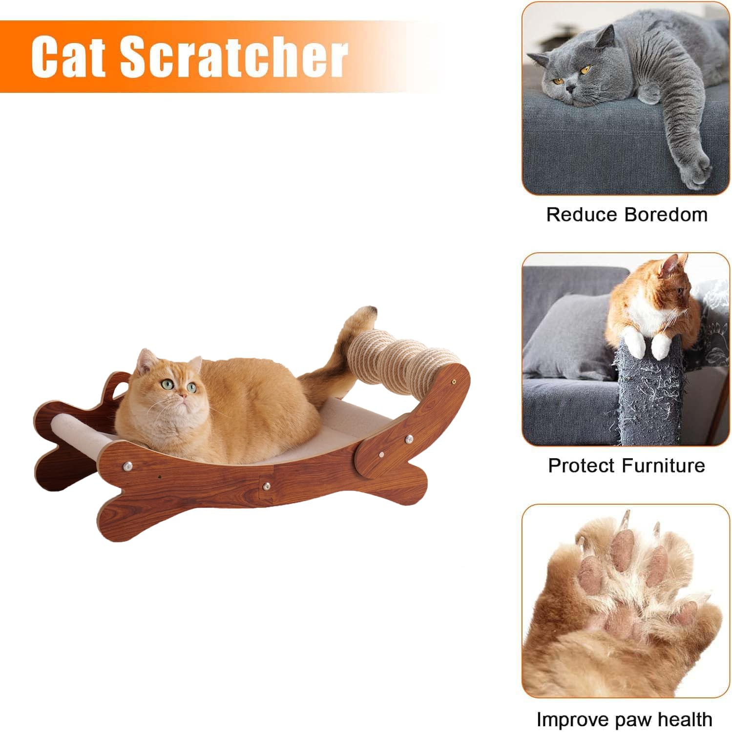 FUNACAY tapis griffes chat grand format: espace généreux pour chats de taille variée.