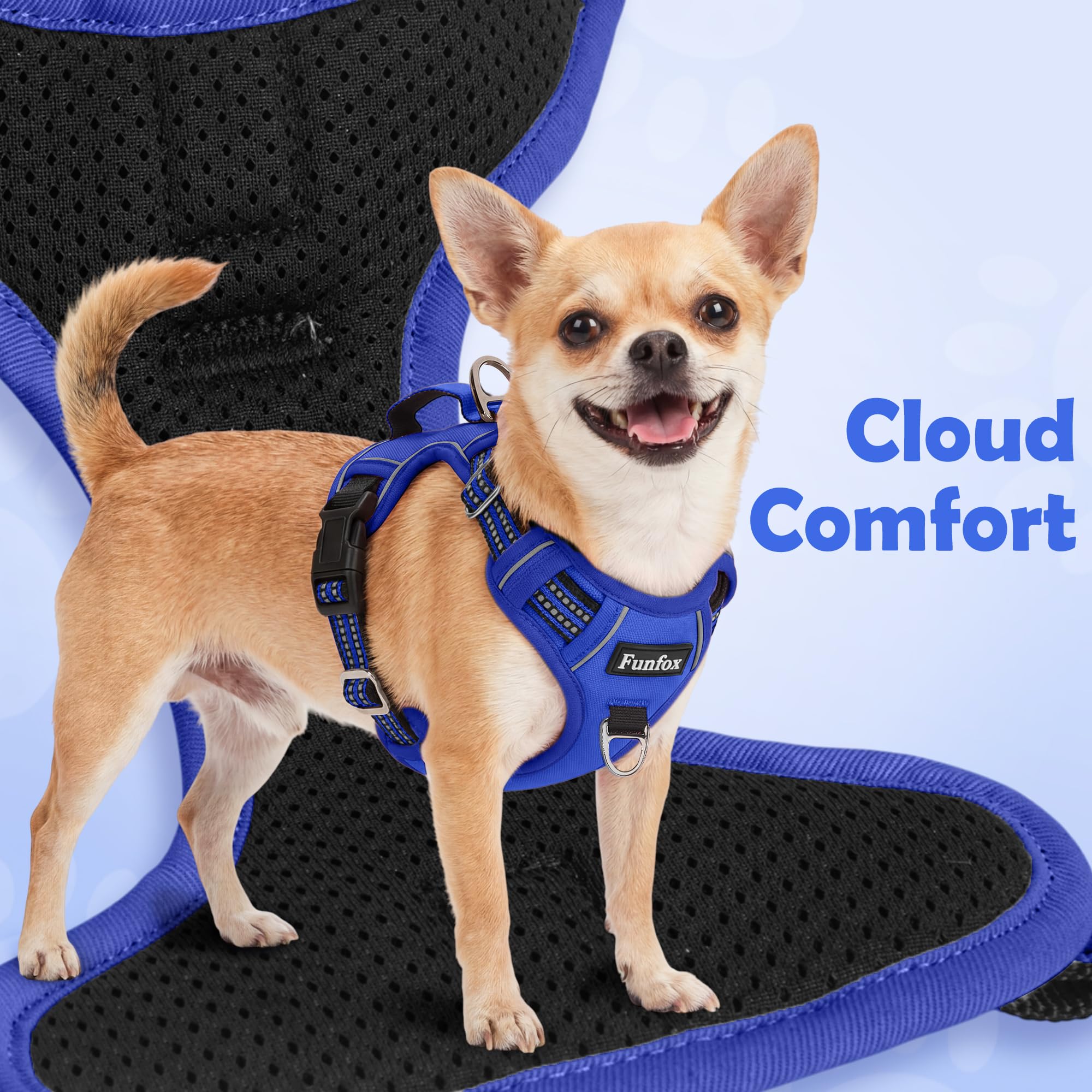 Funfox harnais chien avec bandes réfléchissantes pour une visibilité nocturne