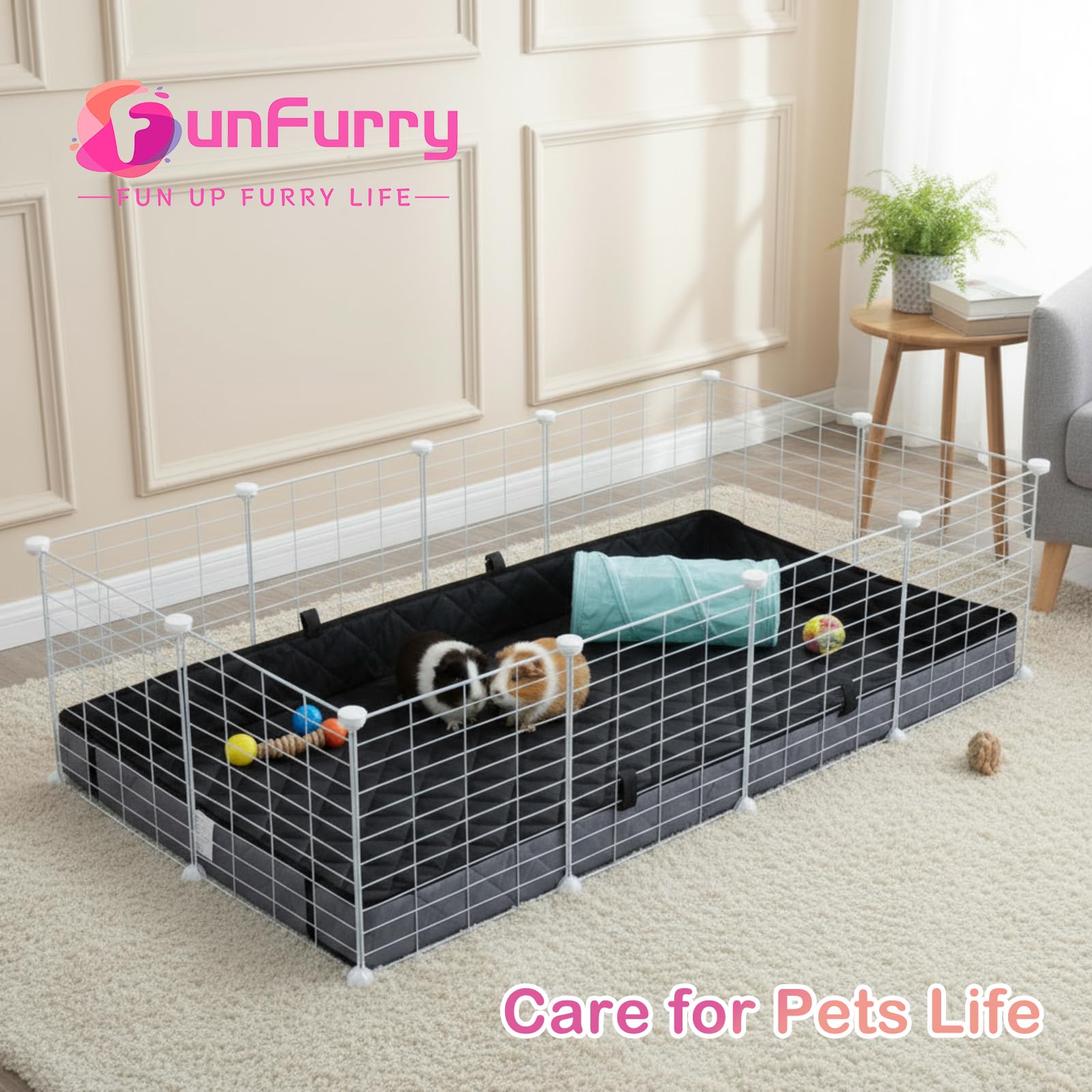 FunFurry Doublure de cage, installation facile grace aux attaches.