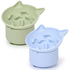 Bol chat ralentisseur en silicone bleu de Funnymoom, pour ingestions plus calmes et confort.