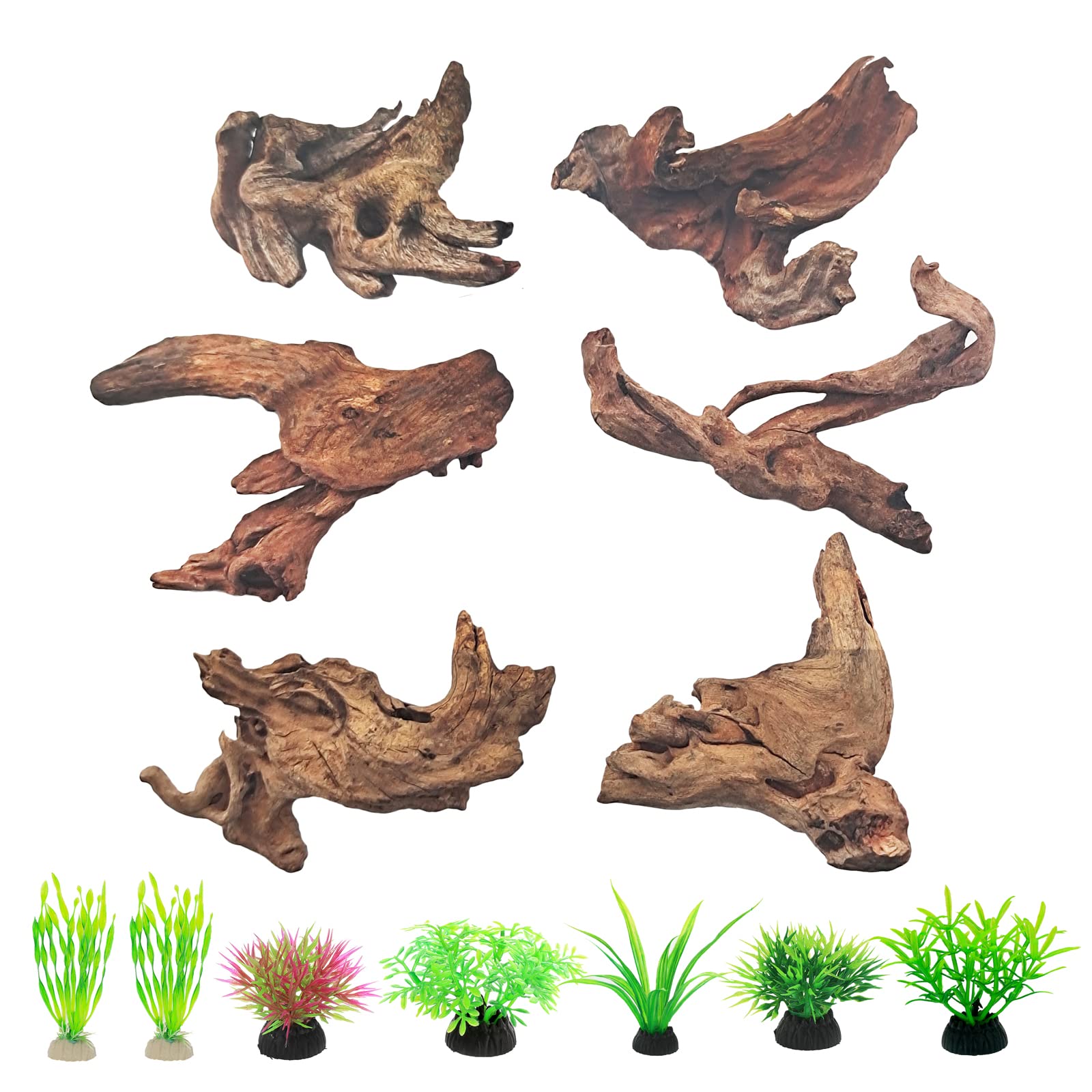 FUNOJOY bois flotté décoratif pour aquarium, texture naturelle et cachettes sécurisantes.