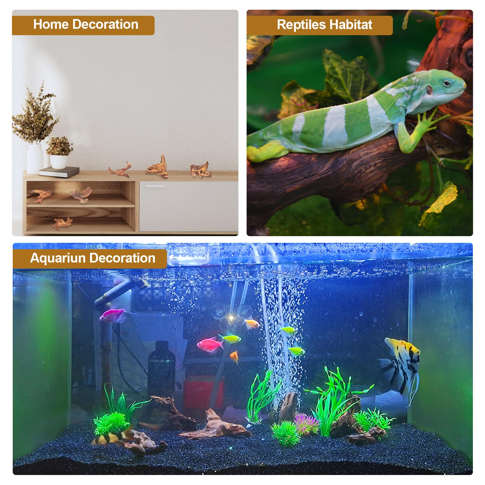 FUNOJOY bois flotté décoratif, forme unique et ambiance naturelle pour l'aquarium.