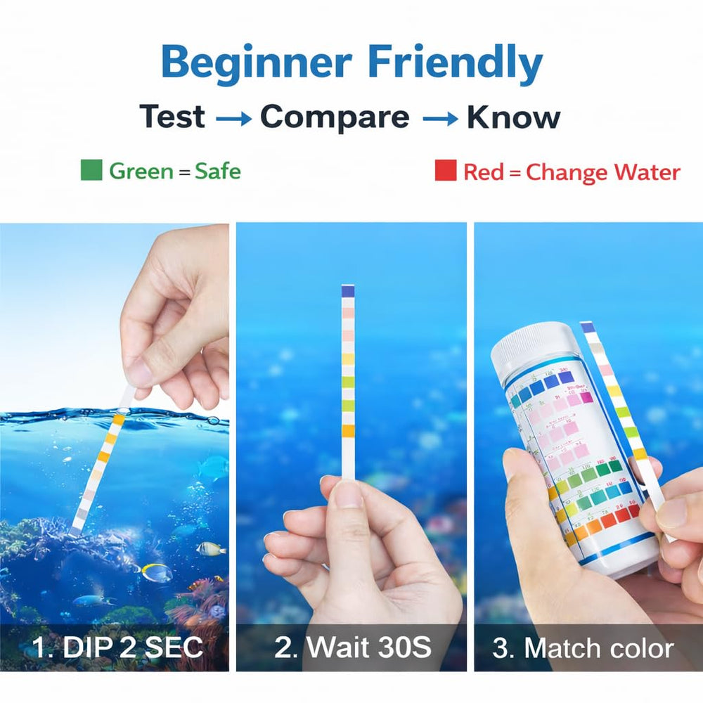 FUNSWTM bandelettes-test-eau-douce-2-secondes-immersion: résultats fiables après une courte immersion.