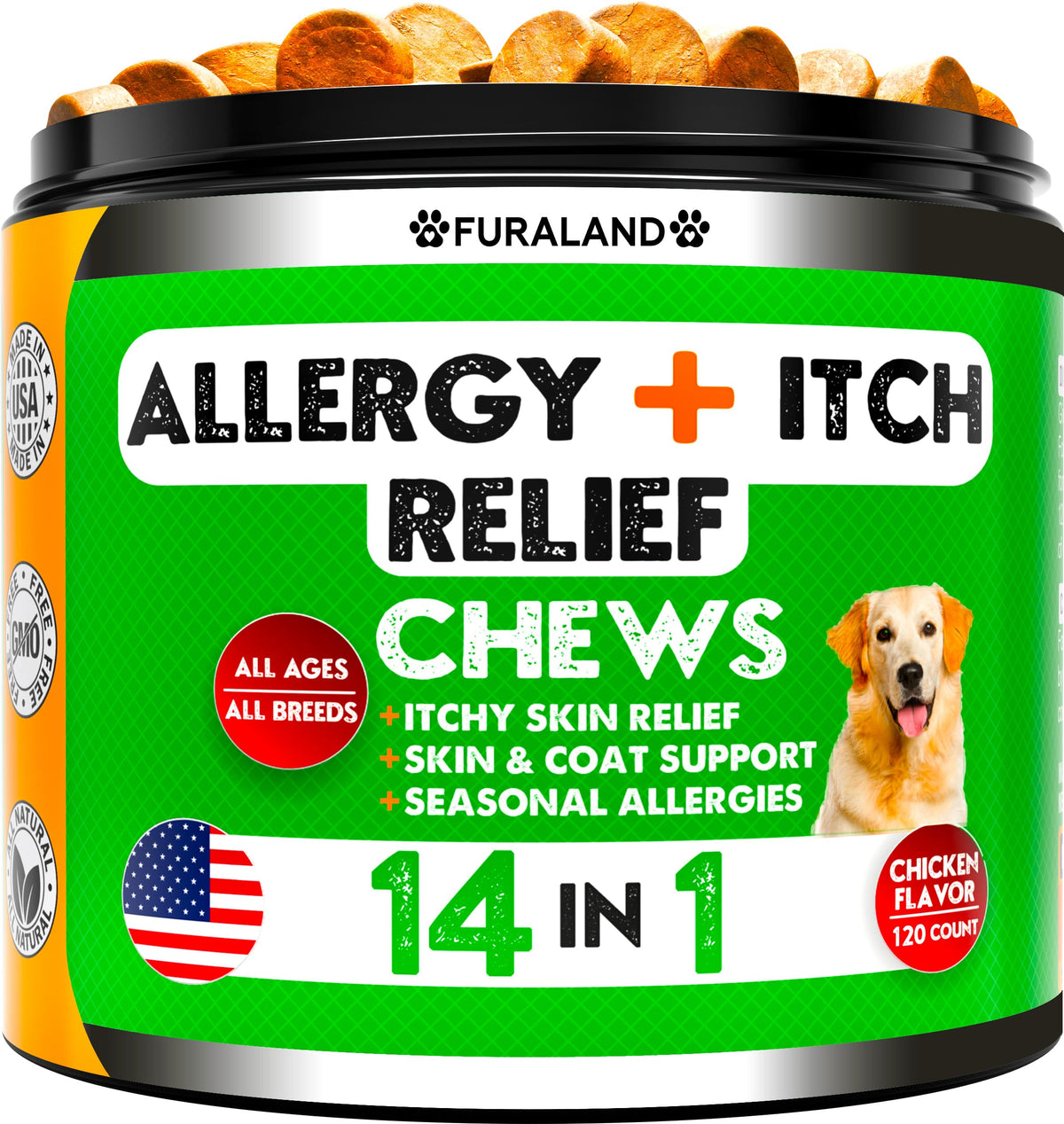 Furaland friandises allergie chien prise de vue emballage montrant le produit prêt à l’emploi