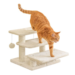 Furcato escalier 3 étapes avec balles jouet pour chats, incite au jeu et à l’exercice.